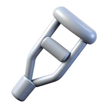 A crutch icon in light gray with soft shadow png