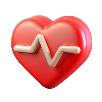 A healthy heart with pulse icon, red heart and white pulse line png