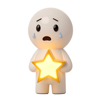 crying face holding a star emoji from the emotions category, isolated on a transparent background png