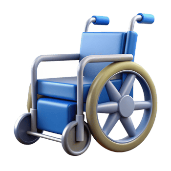 A hospital wheelchair icon in blue and gray png