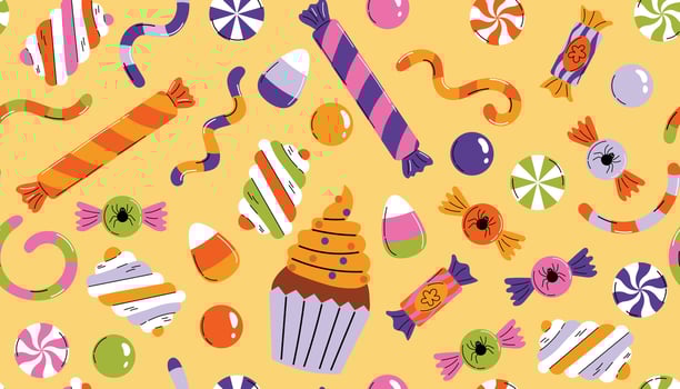 Colorful candy and dessert pattern vector