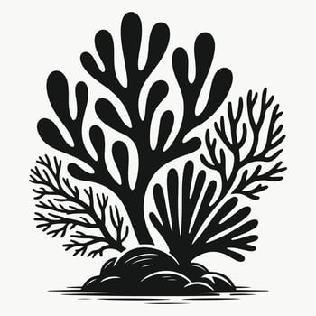 Stunning black coral silhouette from art for ocean conservation and marine life designs vector