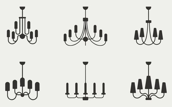 A set of chandeliers in different styles vector