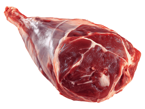 Raw leg of lamb ready for cooking isolated on transparent background png