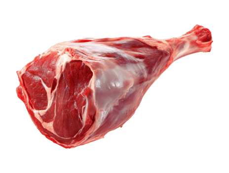 Raw leg cut of beef isolated on transparent background png