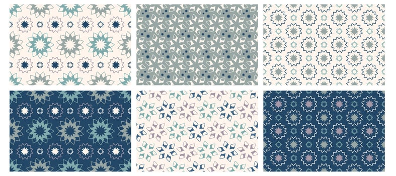 Abstract seamless patterns. Modern design with Monochrome flowers. Geometric background with different shapes. Simple repeating pattern. Trendy ornament. illustration vector