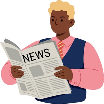 Man reading newspaper with blond hair in formal attire illustration vector