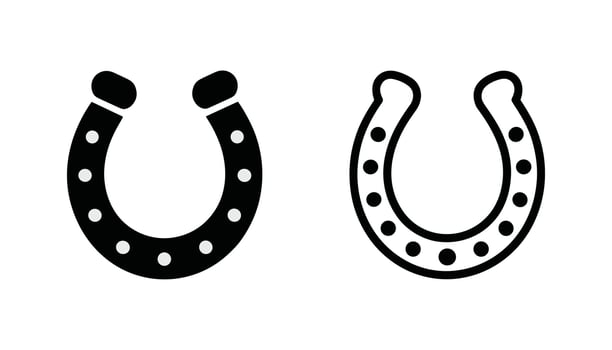 Lucky Horseshoe Icon Set Black and White Outline Symbol for Good Luck, Western Cowboy Culture, and Fortune Design. vector