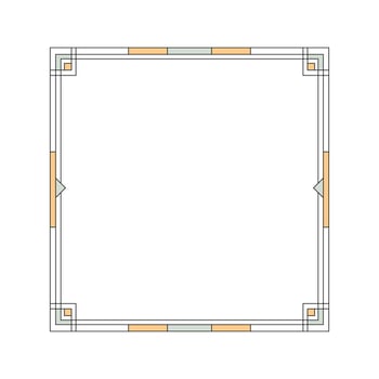 Geometric Art Deco style square frame with pastel orange and light green accents. vector