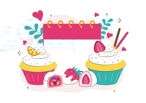 Flat Style Illustration of National Vanilla Cupcake Day with Tasty Dessert and Cream vector