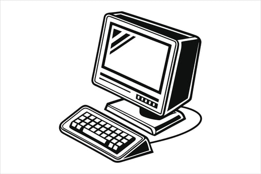 Computer icon in black and white style vector