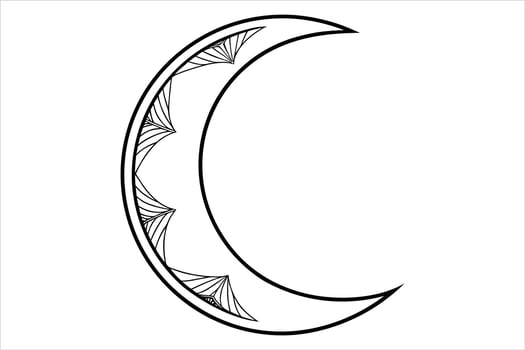 A crescent with a black and white outline vector