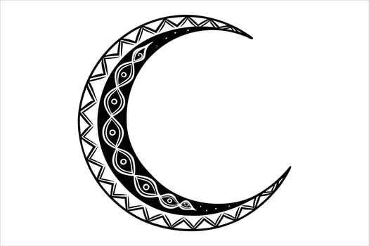 A crescent with tribal designs on it vector