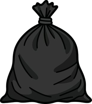 Black Trash Bag Waste Disposal Garbage Sack Illustration. vector