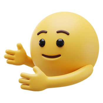 A yellow emoji with arms outstretched offering a hug on a plain setting with no other objects visible on transparent background png