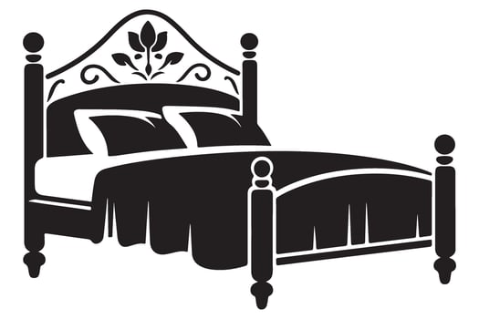 Elegant Bedroom Furniture with Ornate Headboard Design Art vector