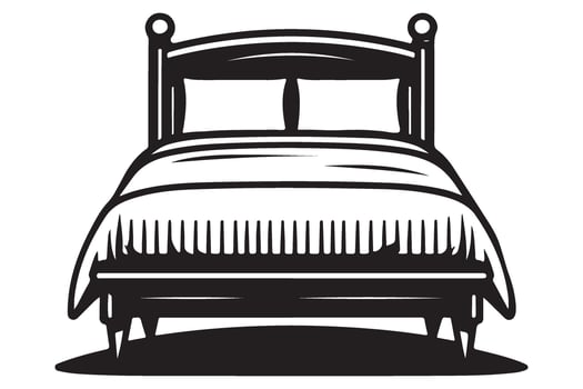 Comfortable Bedroom Furniture Double Bed Silhouette Art vector