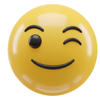 A yellow emoji with one eye closed and a smile on its face expressing a playful or flirty mood on transparent background png