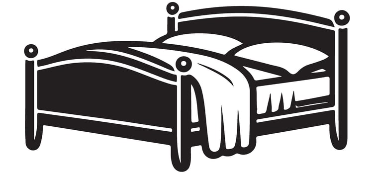 Comfortable Bedroom Furniture Classic Wooden Bed Frame Design Silhouette vector