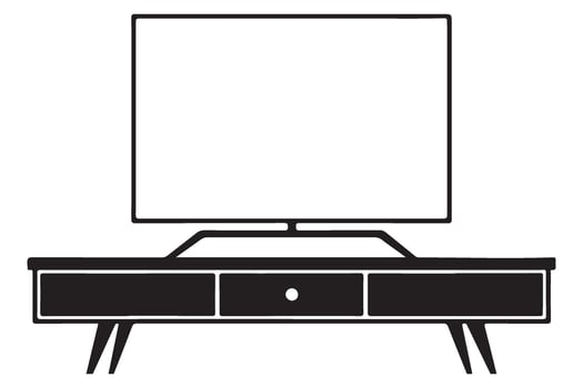 Contemporary Entertainment System with Large Flat Screen Television on Media Console vector