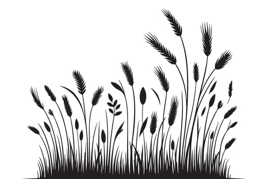 Elegant Agricultural Grain Stems Growing Silhouette Illustration for Harvest Design vector