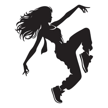 Dynamic Female Hip Hop Dancer Silhouette Art for Modern Dance Enthusiasts vector