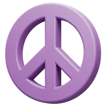 A lavender peace sign symbol with a circular shape on a transparent isolated plane for graphic design use on transparent background png