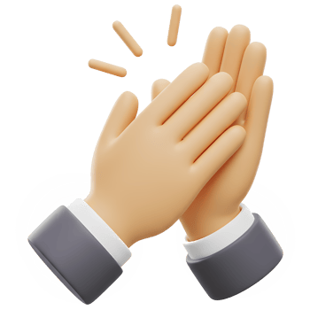 Cartoon hands clapping with small sticks floating above the hands and gray suit cuffs visible on transparent background png