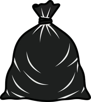 Full Black Garbage Bag Tied Tightly. vector