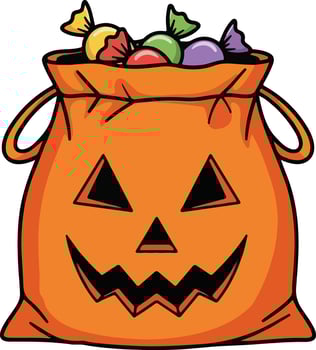 Halloween Pumpkin Candy Bag Trick or Treat Sweets. vector