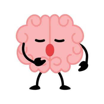 ored Human brain character illustration. Healthy inspired active memory, surprise, strong positive emotion, conscious focused intellect, neuroscience, medical care, development. vector