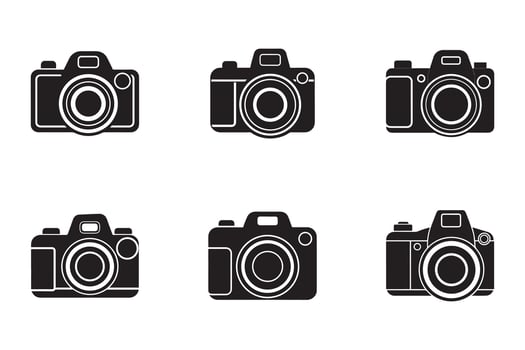 Set of Camera Icons in Black and White Graphic Design Illustration for Photography and Videography vector