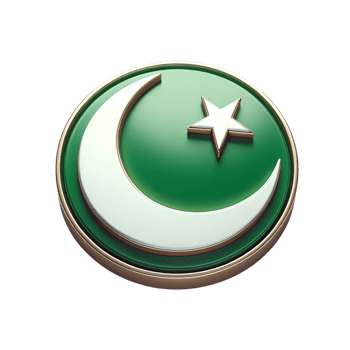 A round glossy button badge featuring Pakistan national flag with green crescent and star png