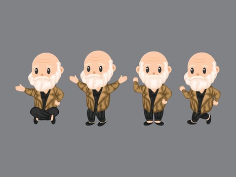 Cartoon old man in different poses vector