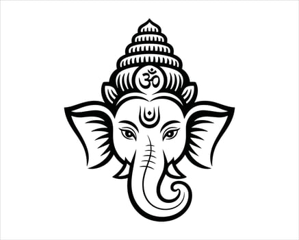 Hindu god Lord Ganesh head icon outline design vector