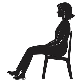 Black Silhouette of Woman Sitting on Chair vector