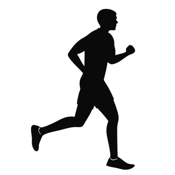 Black Silhouette of Man Running Forward Upright vector
