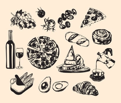 Vintage Italian Summer Food Illustration vector