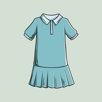 Light Blue Padel Dress with Collar and Pleated Skirt vector
