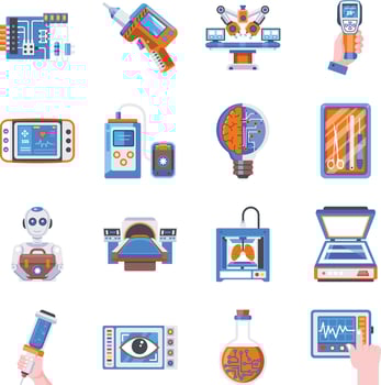 Collection of Medical Tools Flat Style Icons vector