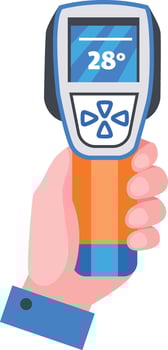 A flat style icon showing digital thermometer vector