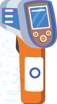 A flat style icon showing thermoscan vector