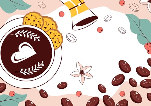 Flat Style Illustration of National Espresso Day Celebration with Coffee Cup and Beans on November 23 vector