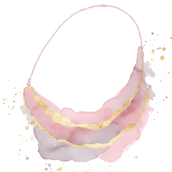 Watercolor frame with pink and gold accents forming a partial oval shape on a transparent area on transparent background png