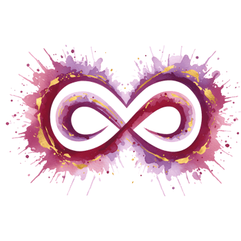 Vibrant Infinity Symbol with Watercolor Splashes and Gold Accents png