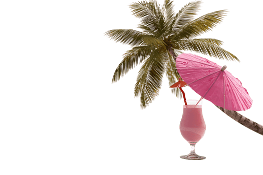Palm-Shaded Pink Cocktail Isolated on Transparent png