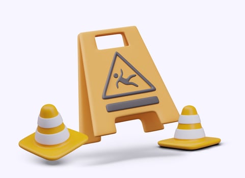Caution sign with traffic cones vector