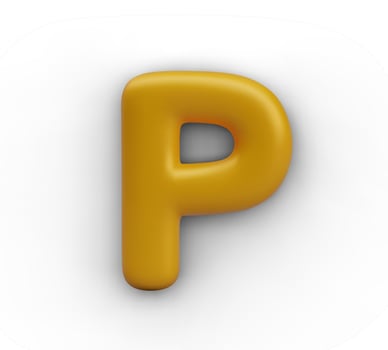Capital letter P in cute 3D style. Element for text constructor. model vector