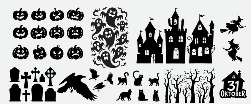 halloween wall decals with various designs vector