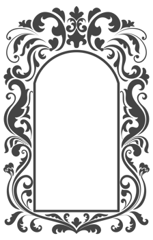 Vintage border frame, space for photos and text, abstract flowers, vintage floral scroll lines. transparent background png
